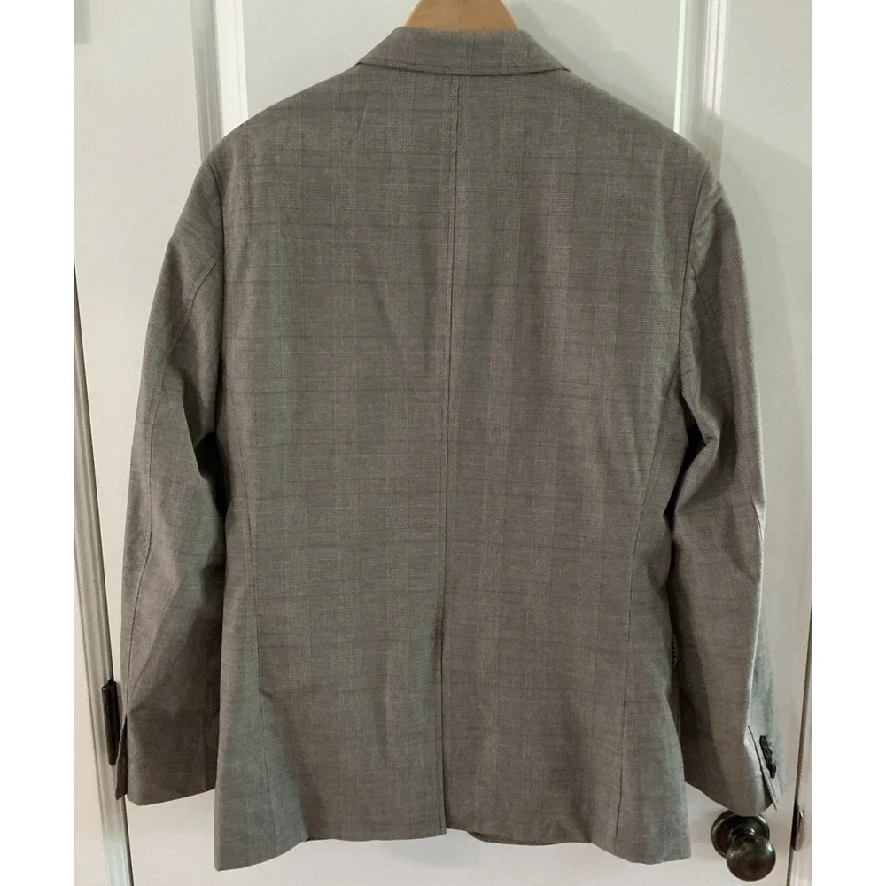 Banana Republic Tailored Fit Blazer 40R Gray‎ Glen Plaid Cotton Stretch